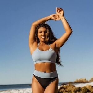 Senita Athletics Light Blue and Black Bikini